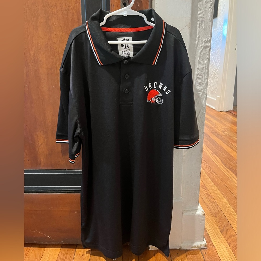 Cleveland Browns Polo Shirt Mens S Black  Polyester NFL Team Apparel Football
